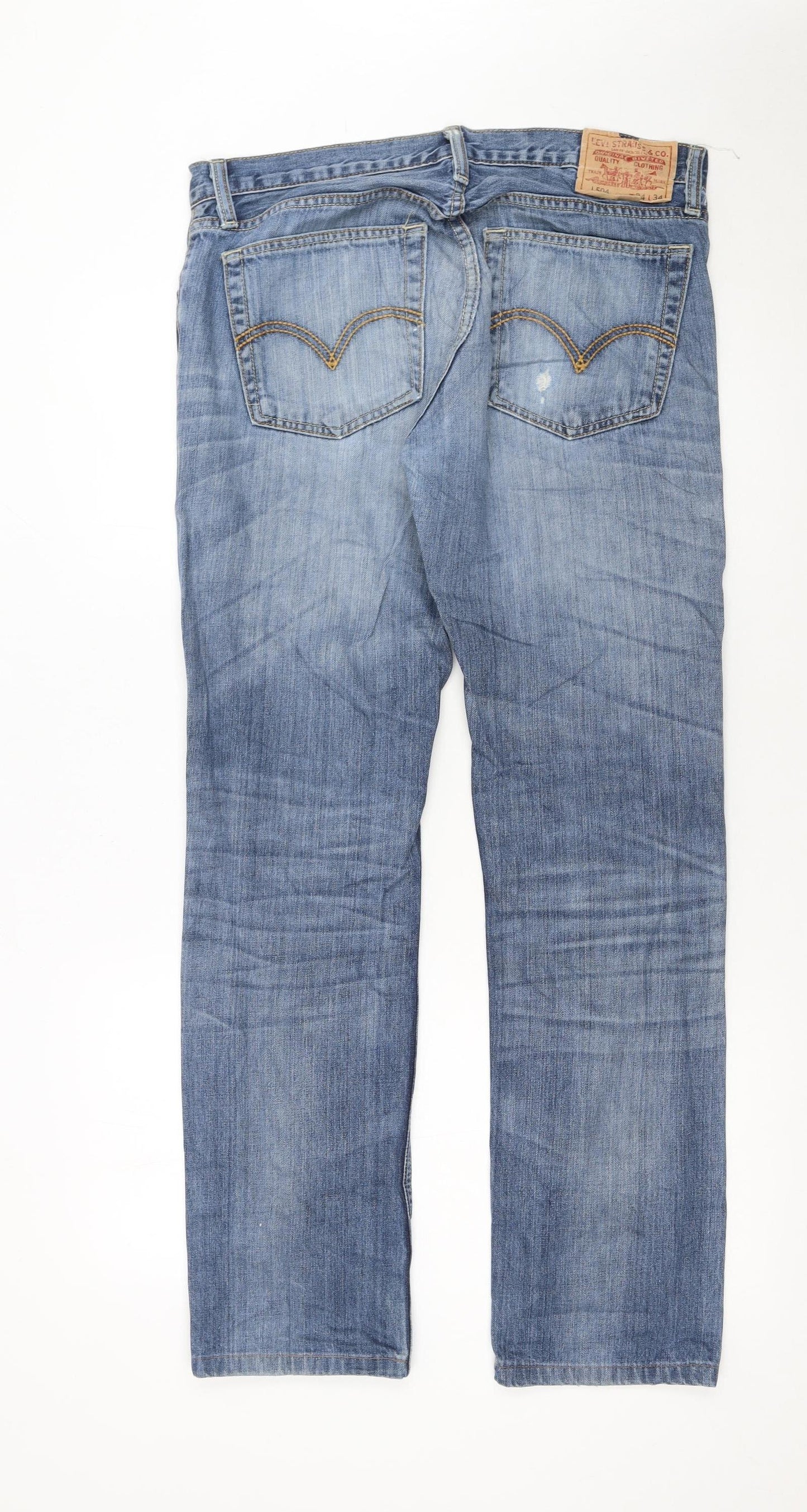 Levi Strauss & Co Men's Blue 34x34 Regular Fit Straight Denim Jeans
