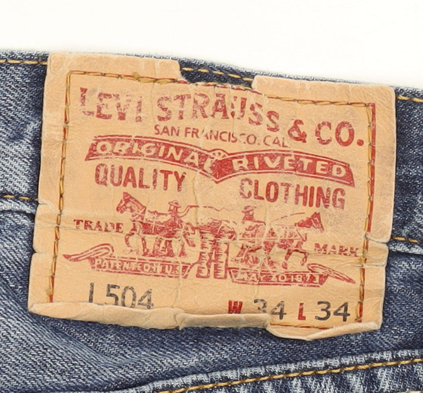 Levi Strauss & Co Men's Blue 34x34 Regular Fit Straight Denim Jeans