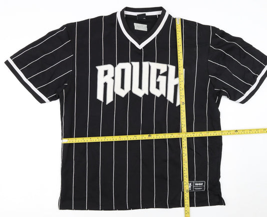 FSBN Men's Black Striped Athletic Fit Jersey T-Shirt M