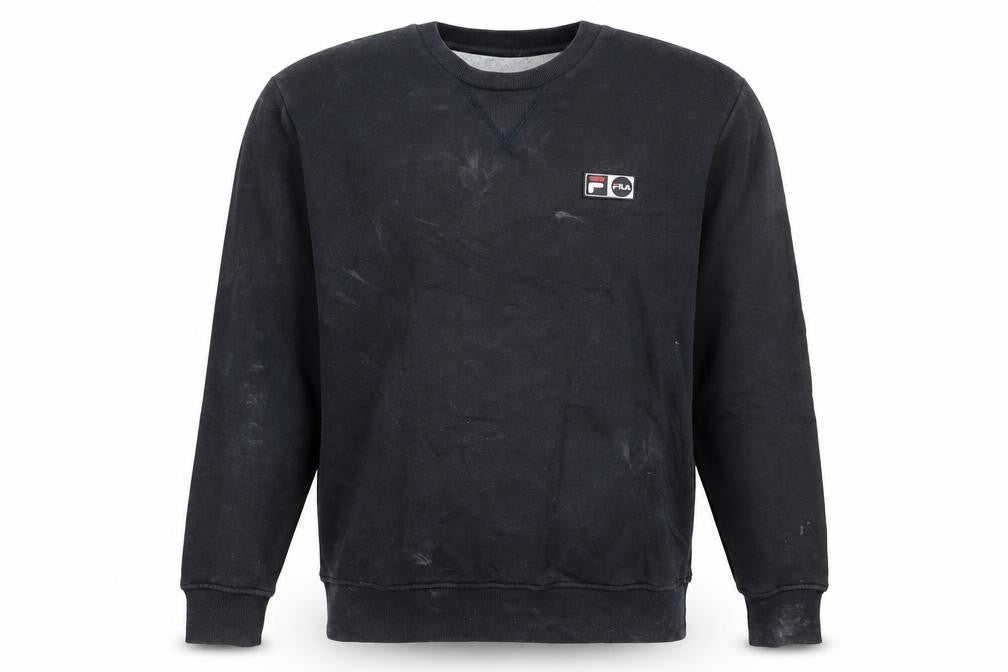 Fila Men's Black Logo Pullover Sweatshirt L Regular Fit Crew Neck