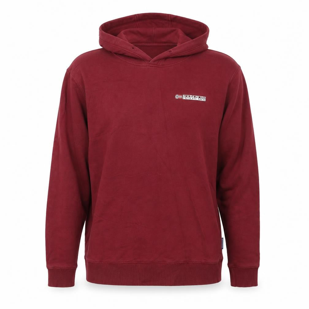 Napapijri Men's Red Pullover Hoodie Size S Cotton Logo Fleece