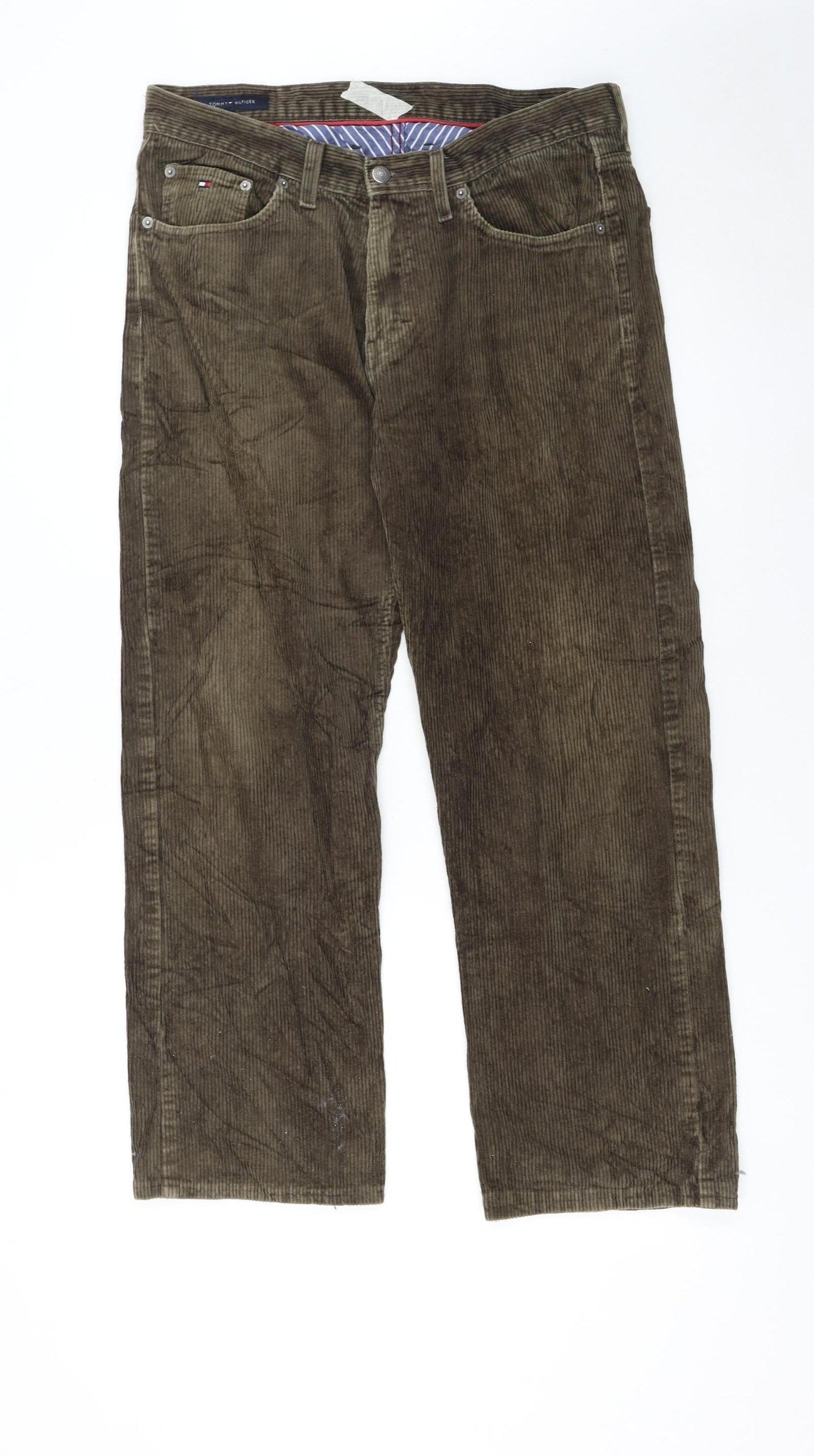 Tommy Hilfiger Men's Brown Corduroy Trousers 34/30 Regular Fit