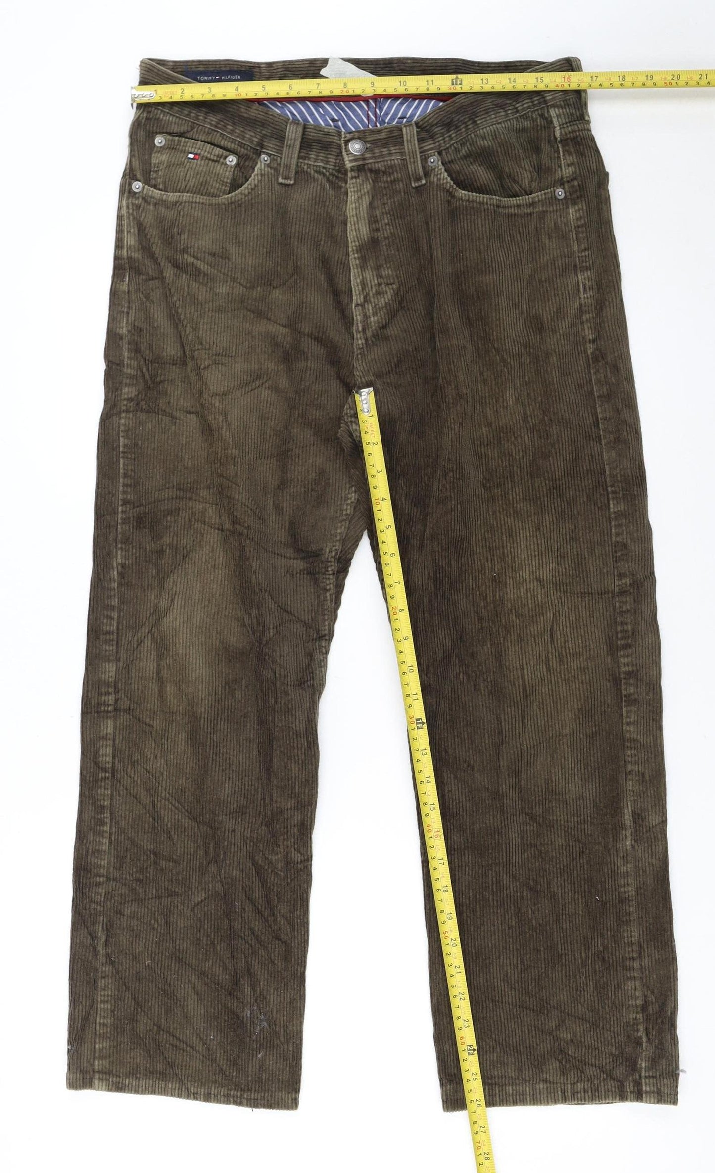 Tommy Hilfiger Men's Brown Corduroy Trousers 34/30 Regular Fit