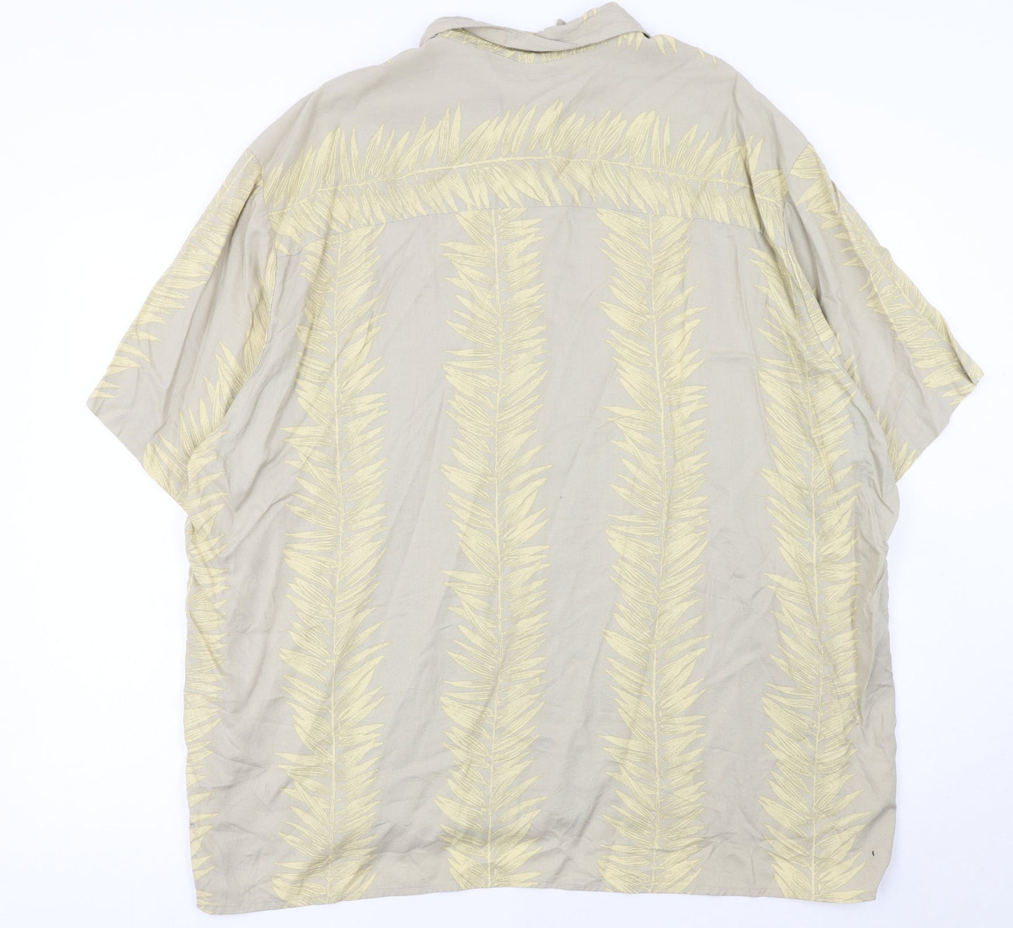 Natural Issue Men’s Beige Tropical Viscose 2XL Short Sleeve Button-Up Shirt