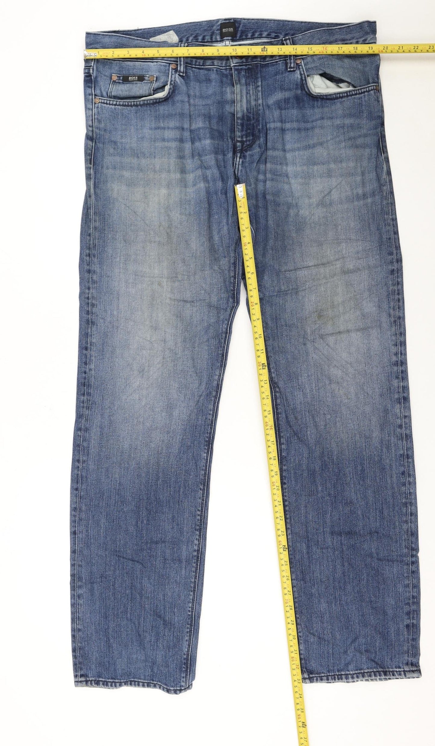Hugo Boss Men's Blue Straight Denim Jeans 38x34 Classic Fit
