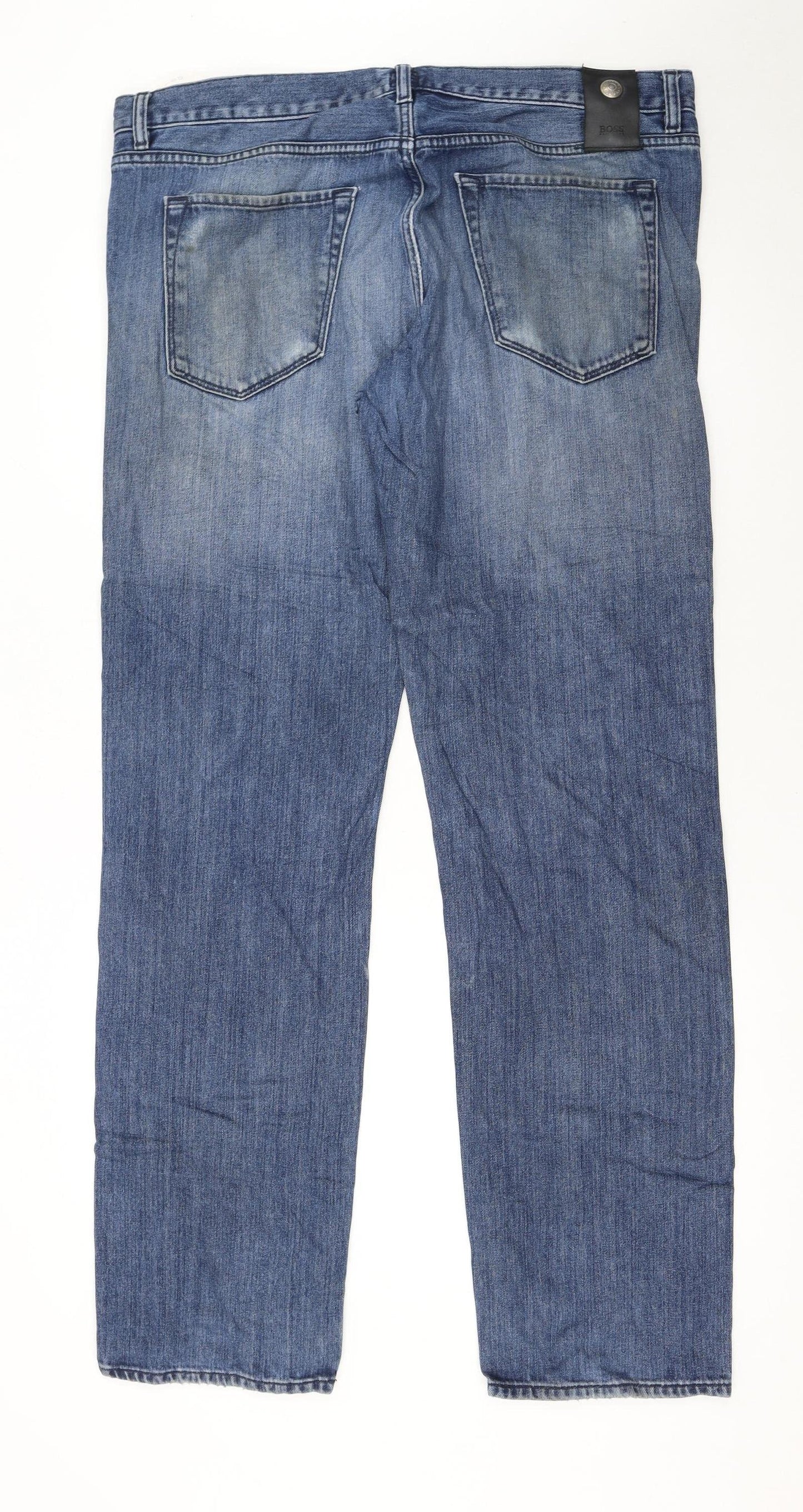 Hugo Boss Men's Blue Straight Denim Jeans 38x34 Classic Fit