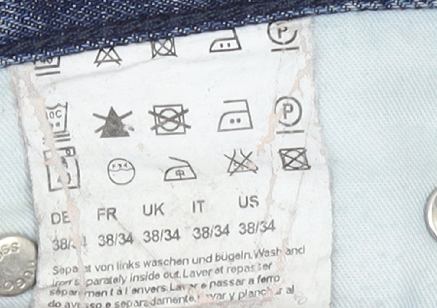 Hugo Boss Men's Blue Straight Denim Jeans 38x34 Classic Fit