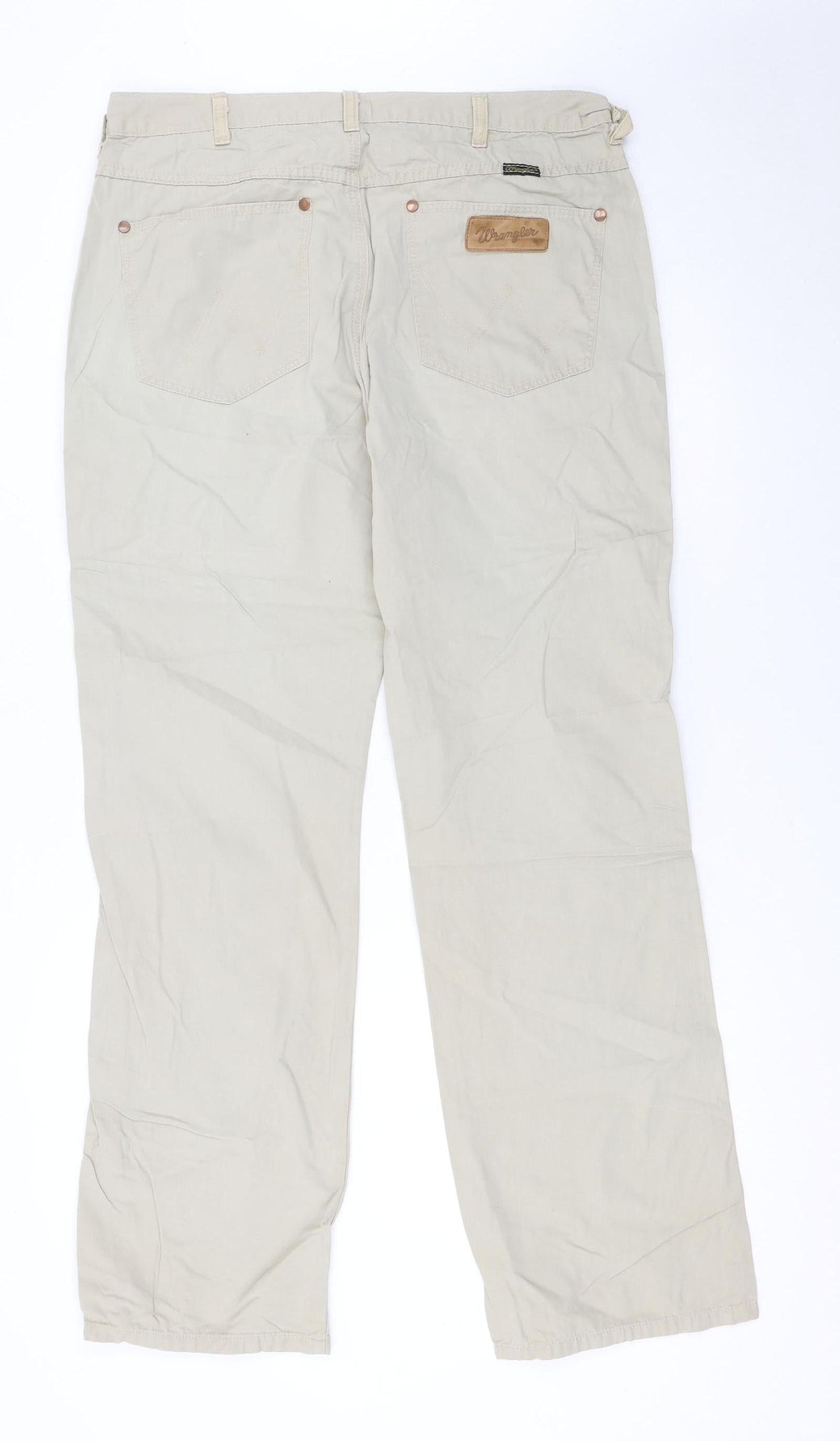 Wrangler Men’s Beige Alaska Chino Trousers W36 L32 Cotton Straight Fit