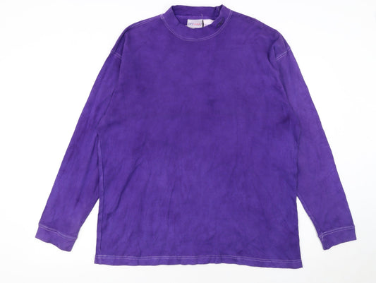 Reebok Women Purple Cotton Long Sleeve Crew Neck Pullover Sweatshirt M
