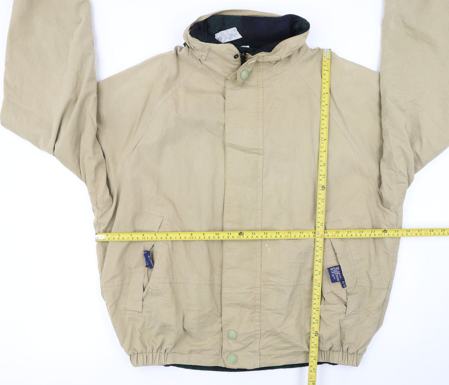 Nautica Men's Beige Windbreaker Jacket XL Hooded Lined Twill