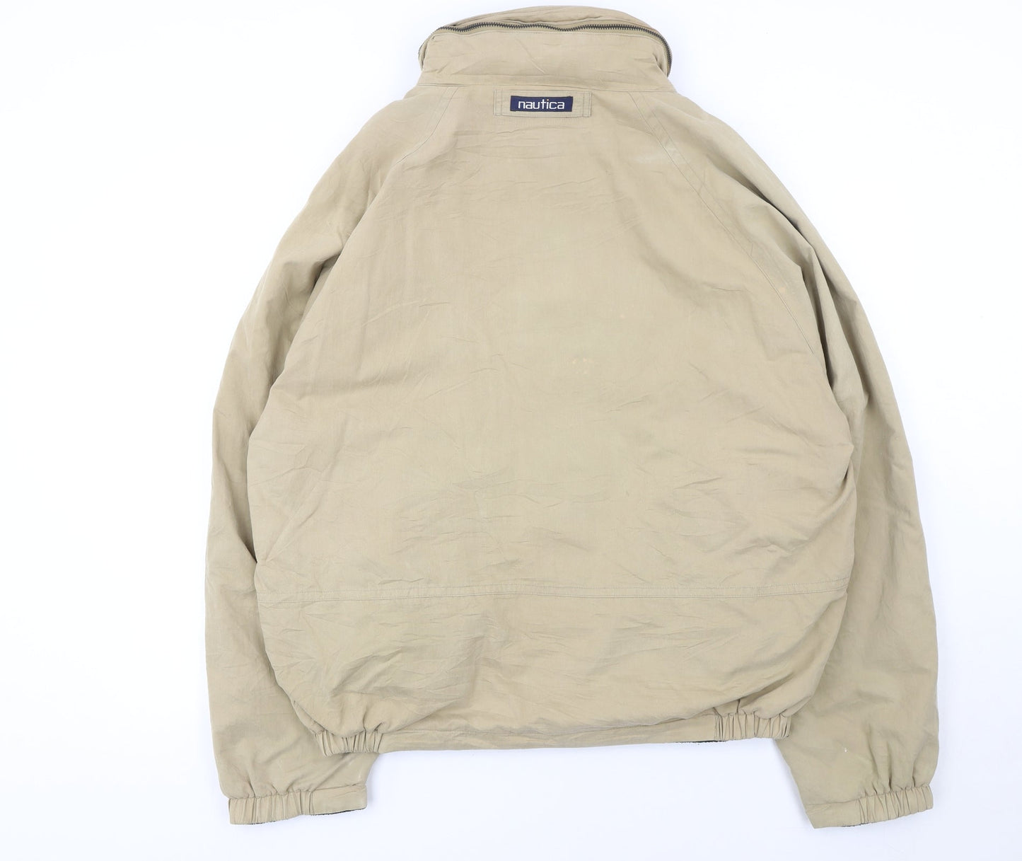 Nautica Men's Beige Windbreaker Jacket XL Hooded Lined Twill