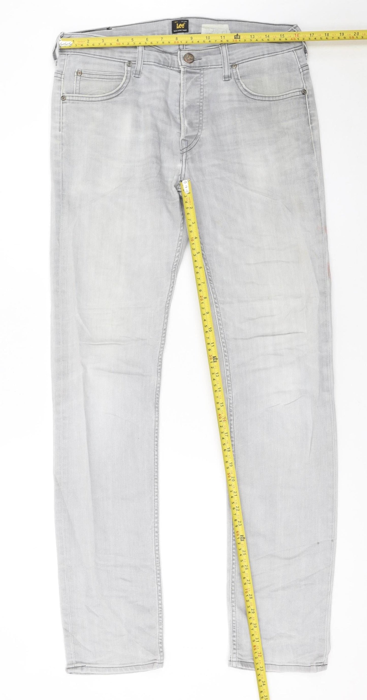 Lee Men’s Grey Powell Straight Fit Denim Jeans W32 L34
