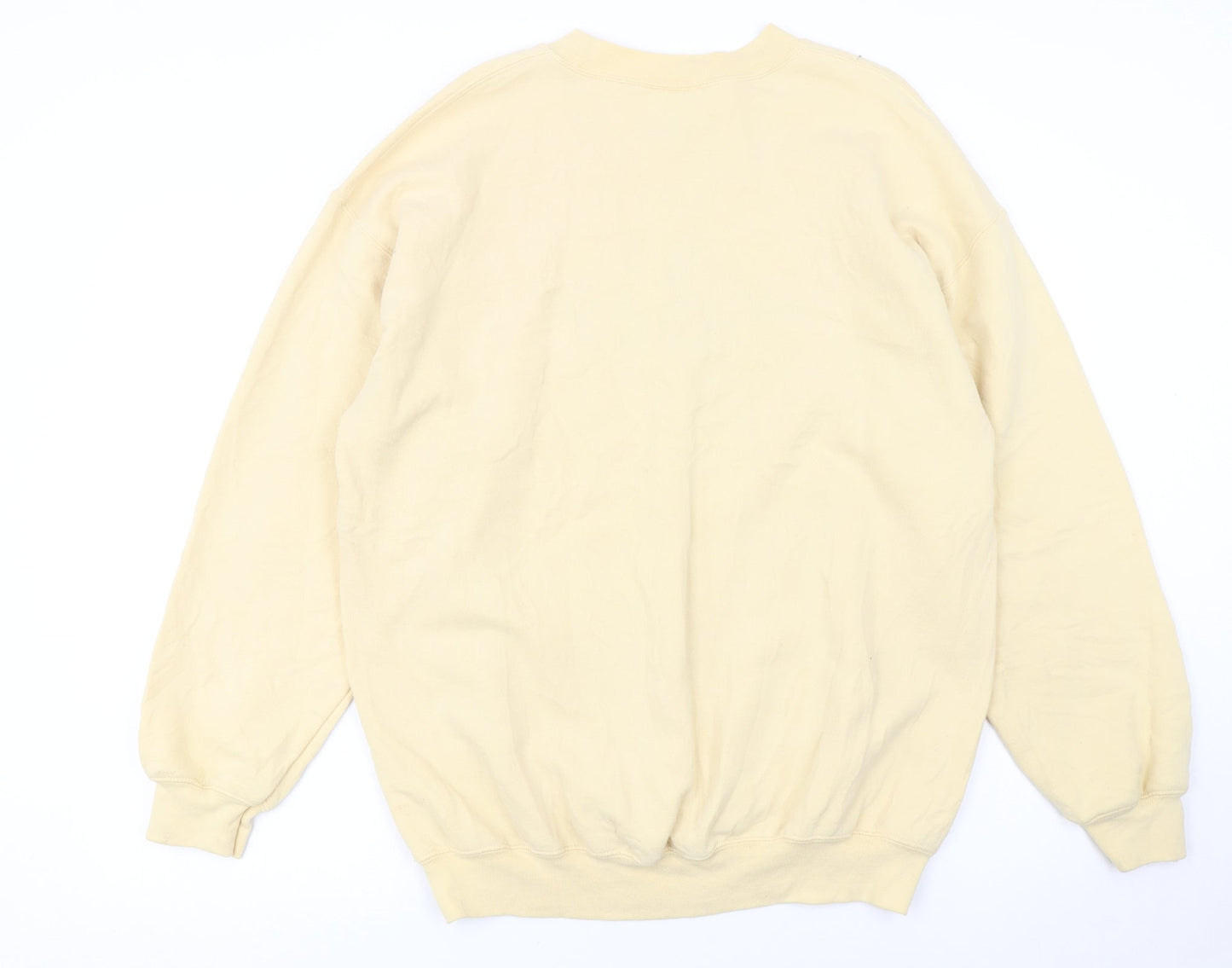 Gildan Women Beige Air Force Wife Pullover Sweatshirt L Heavyweight