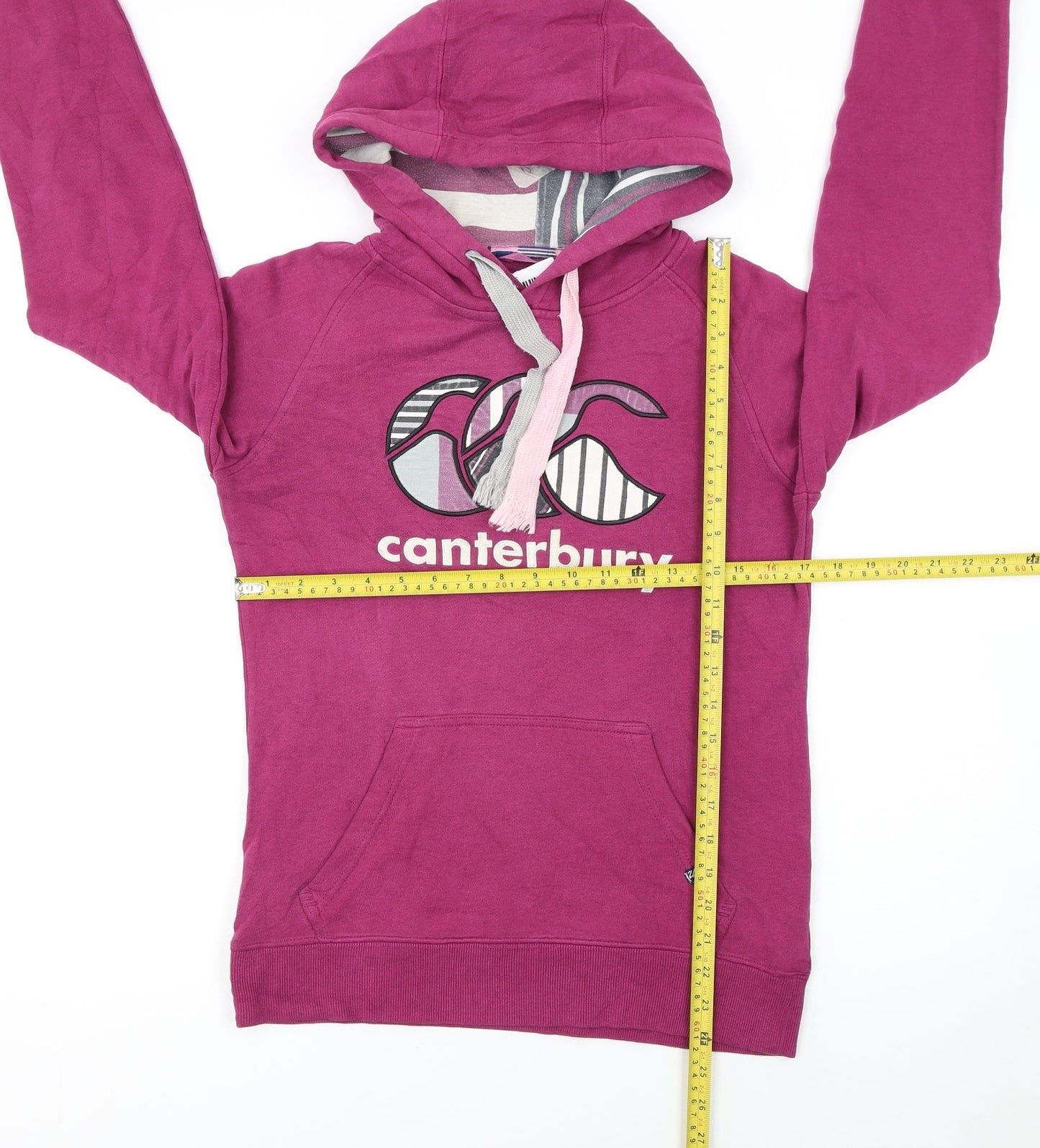 Canterbury Womens Pink Pullover Hoodie Size 8 Cotton Logo Lined