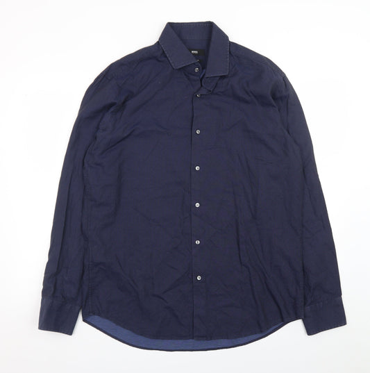 Hugo Boss Men's Blue Regular Fit Long Sleeve Button-Up Shirt Size 16.5