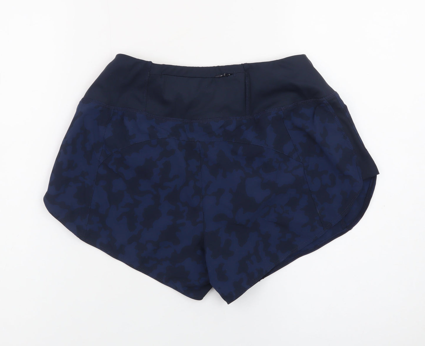 Gym+Coffee Women Blue Camo Running Shorts S Activewear