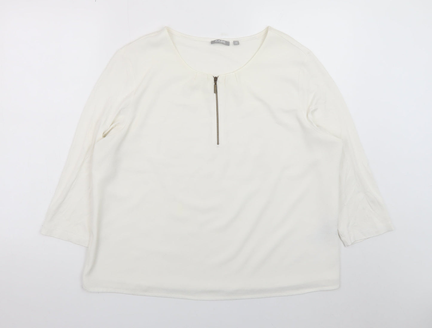 Rabe Women's Ivory 3/4 Sleeve Zip Neck Blouse Size 18