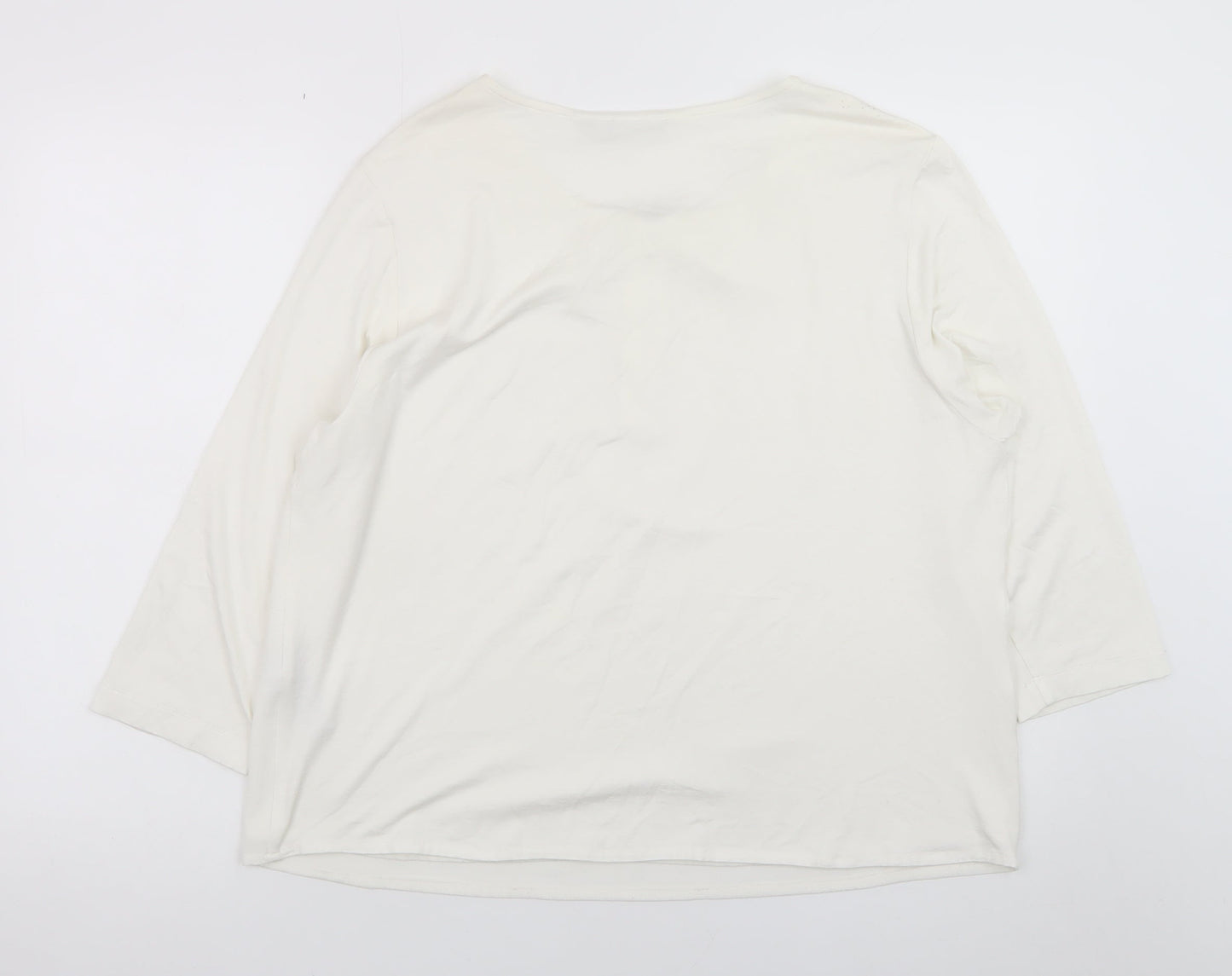Rabe Women's Ivory 3/4 Sleeve Zip Neck Blouse Size 18