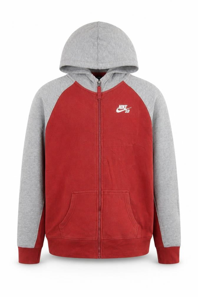 Nike SB Teens Red Grey Full Zip Hoodie XL Skateboard Style