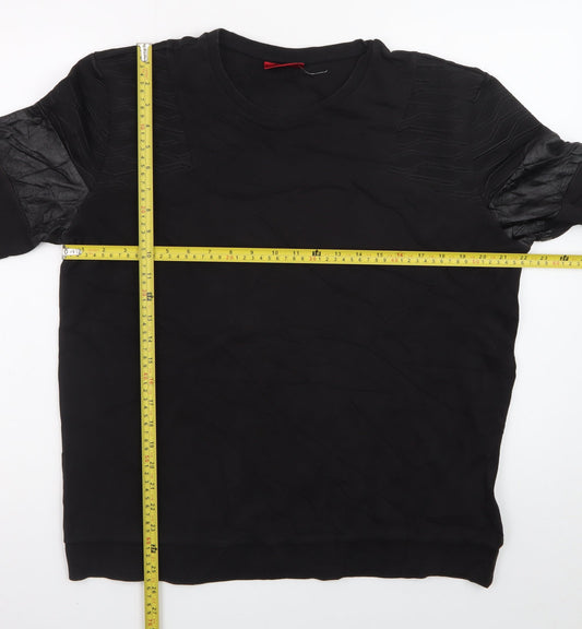 Hugo Boss Men's Black Crew Neck Quilted Detail Sweatshirt Size L