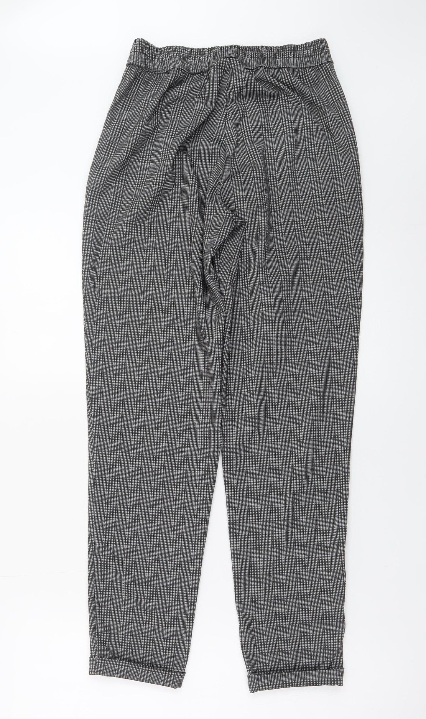 Jacqueline de Yong Women's Grey Check Tapered Trousers Size S