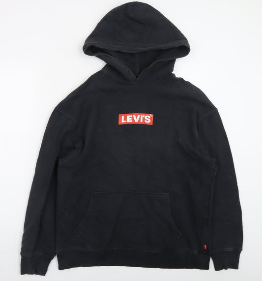 Levi's Men's Black Pullover Hoodie M Logo Cotton Sweatshirt