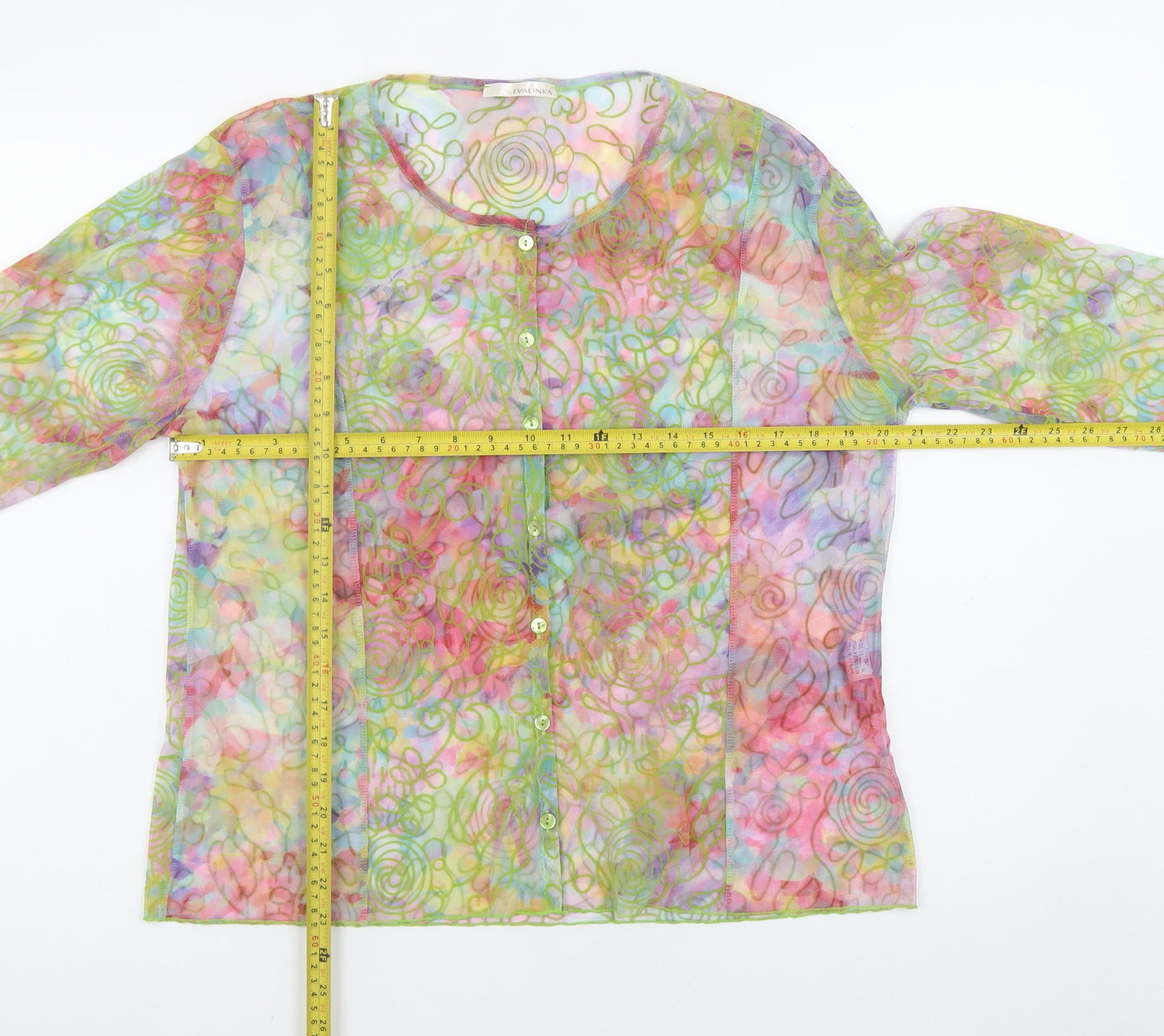 Evalinka Womens Multicoloured Sheer Chiffon Blouse Size 14