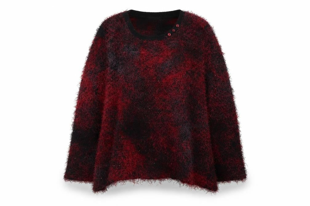 Touch Collection Women's Red Fuzzy Knit Pullover Jumper Size 18