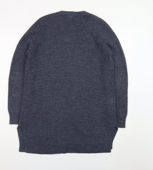 Fat Face Women Blue Size 8 Long Sleeve Knit Cardigan