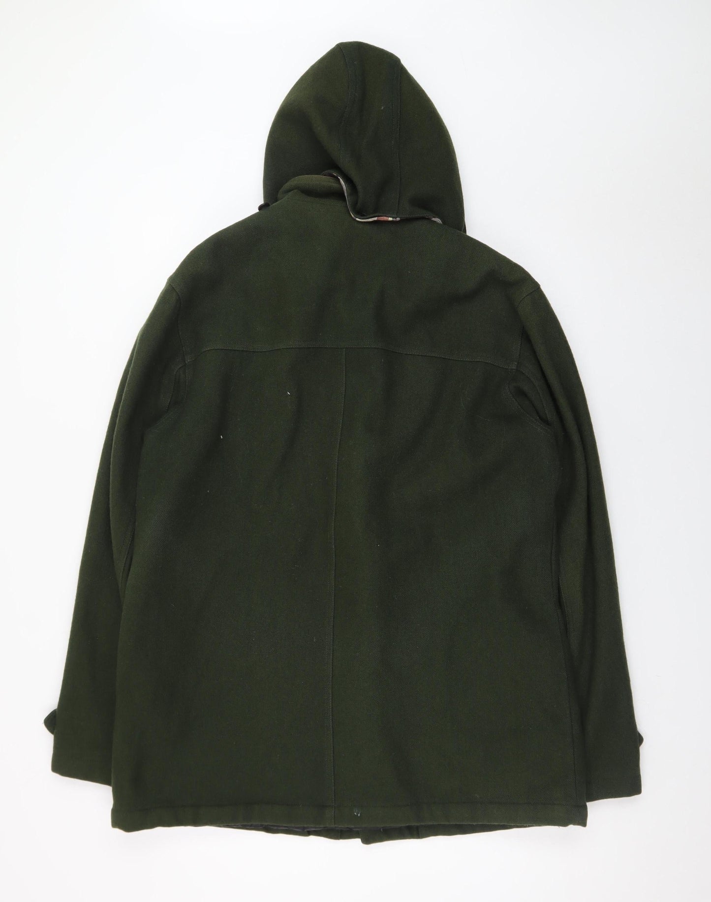 Prototype Women's Green Wool Duffle Coat L Hooded Toggle Mid-Length