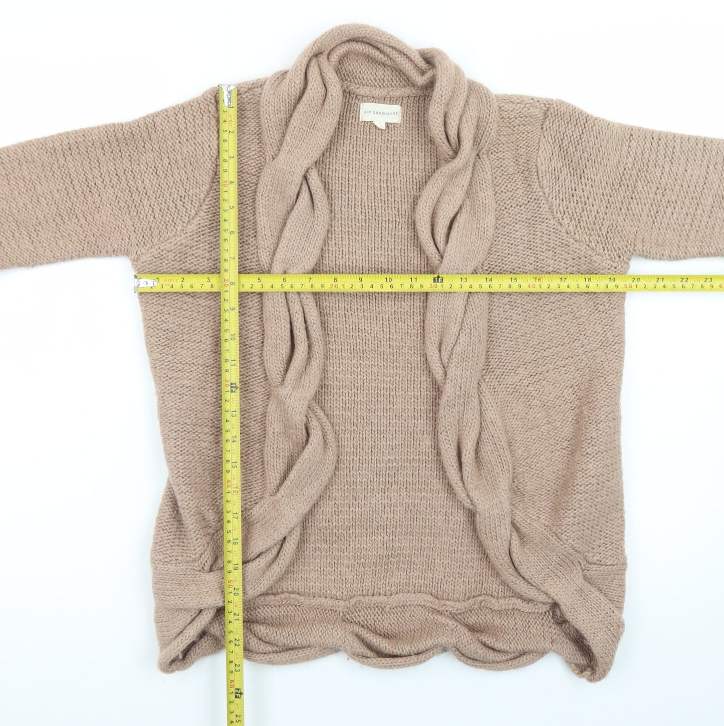 365 Sunshine Women's Beige Knit Cardigan Jumper Size M