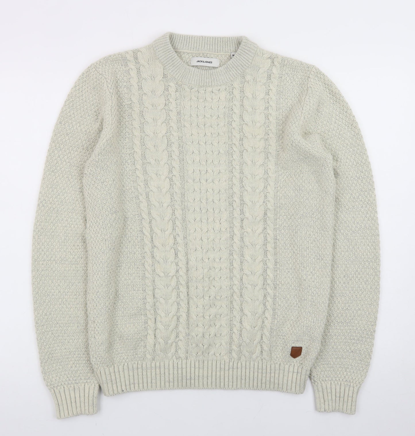 Jack & Jones Women Beige Cable-Knit Crew Neck Jumper M