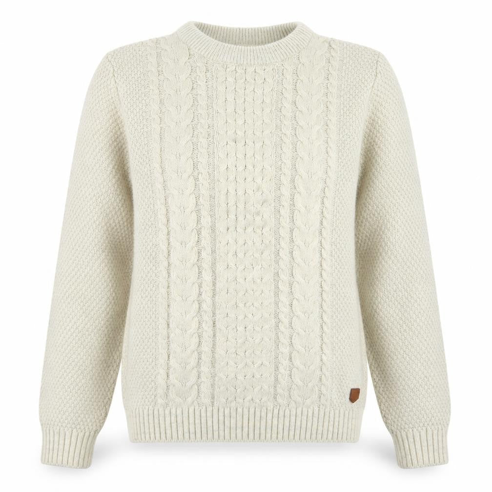 Jack & Jones Women Beige Cable-Knit Crew Neck Jumper M