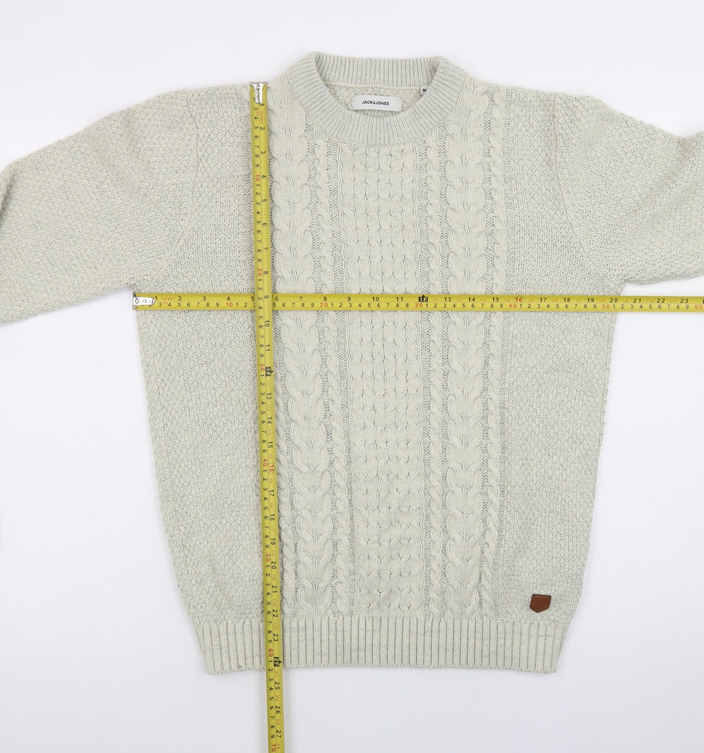 Jack & Jones Women Beige Cable-Knit Crew Neck Jumper M