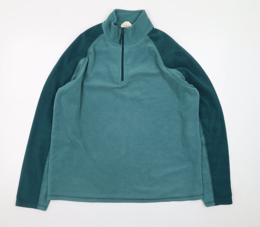 Mountain Warehouse Men’s Green Fleece 1/4 Zip Pullover Sweatshirt L