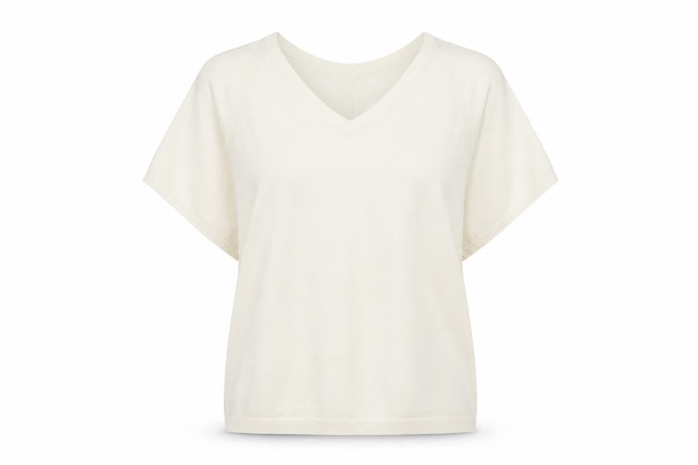 Hobbs Women’s Ivory V-Neck Short Sleeve Cotton Knit Jumper Size S