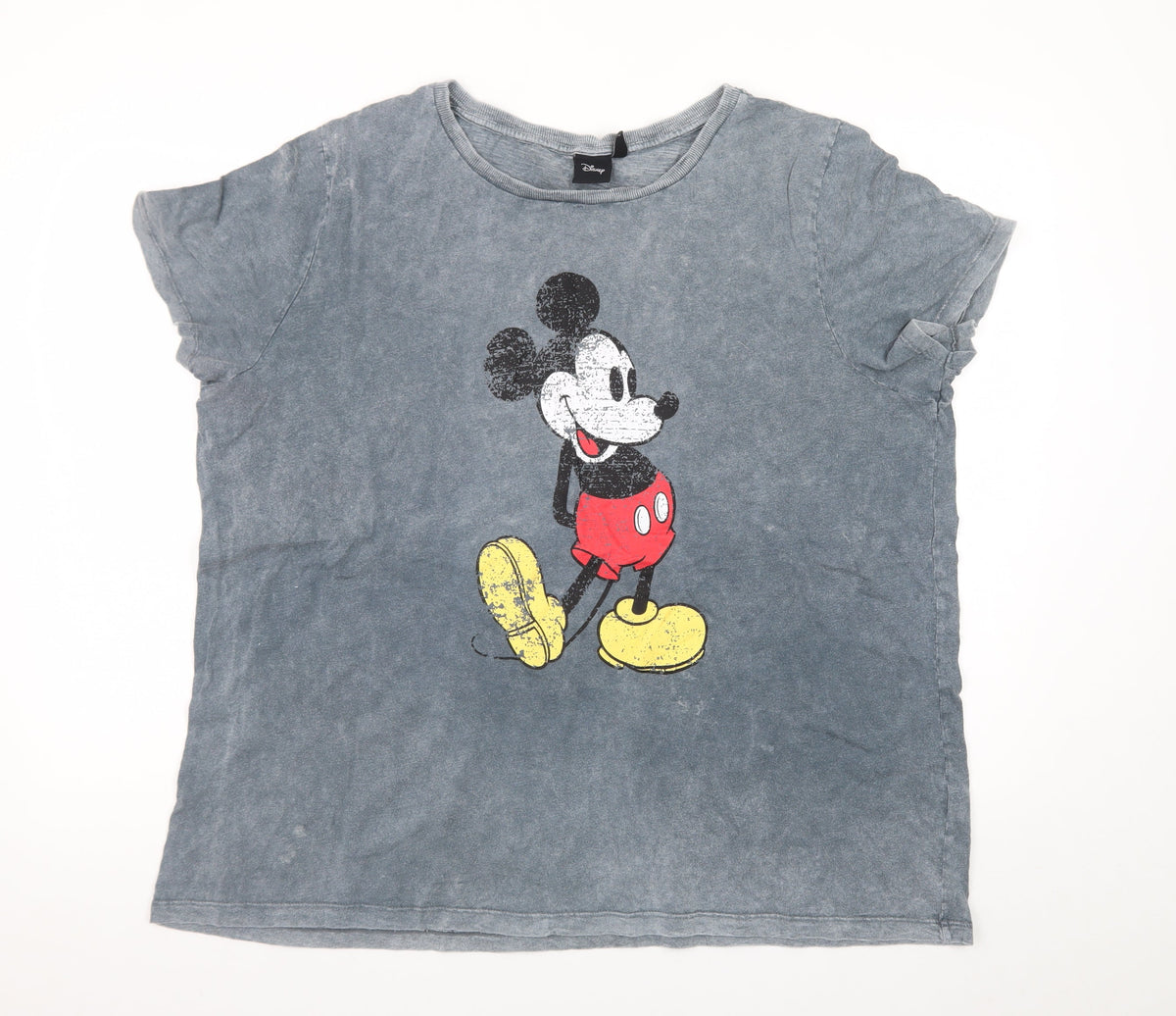 Disney Women's Grey Mickey Mouse Graphic T-Shirt XL Casual Cotton