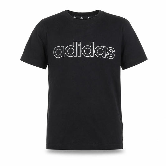 Adidas Boys Black Cotton Logo T-Shirt 9-10 Years Short Sleeve Sports Tee