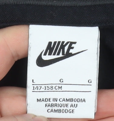 Nike Boys Black Full Zip Hooded Jacket L 147-158cm Cotton Blend