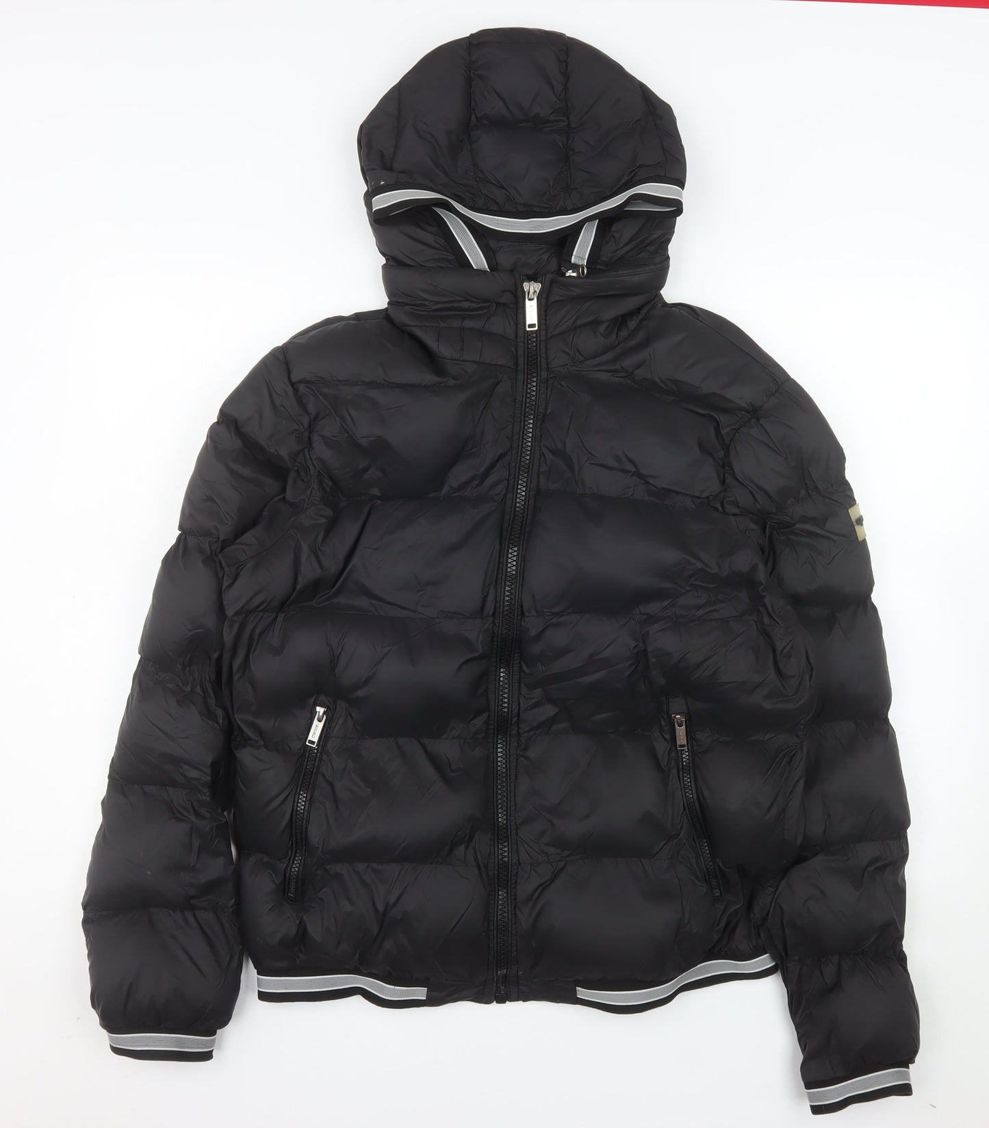 Avenzi Roma Men's Black L Puffer Jacket Hooded Nylon Winter Coat