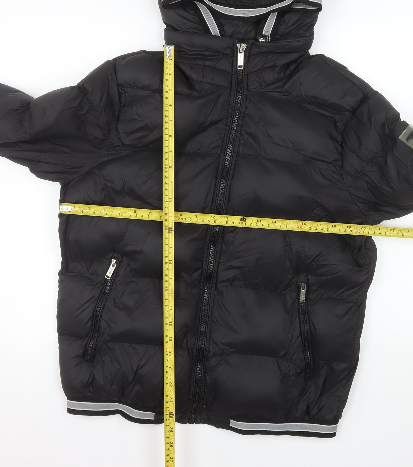 Avenzi Roma Men's Black L Puffer Jacket Hooded Nylon Winter Coat