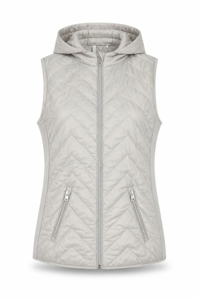 Street One Women's Grey Quilted Hooded Puffer Waistcoat Size 8