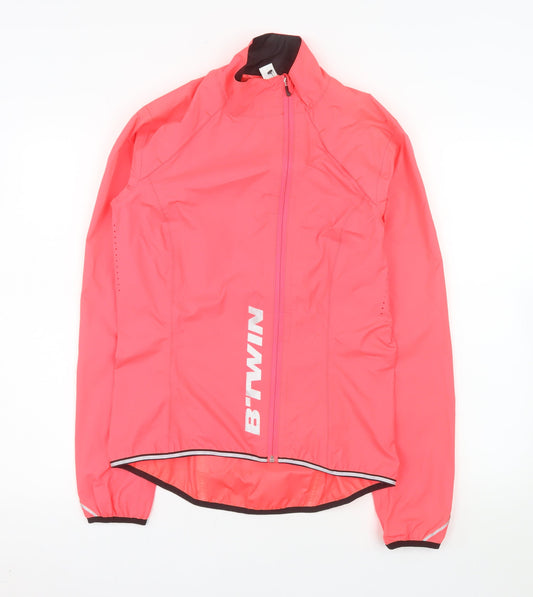 B'Twin Women's Pink Windbreaker Cycling Jacket Size 10 Reflective Lightweight