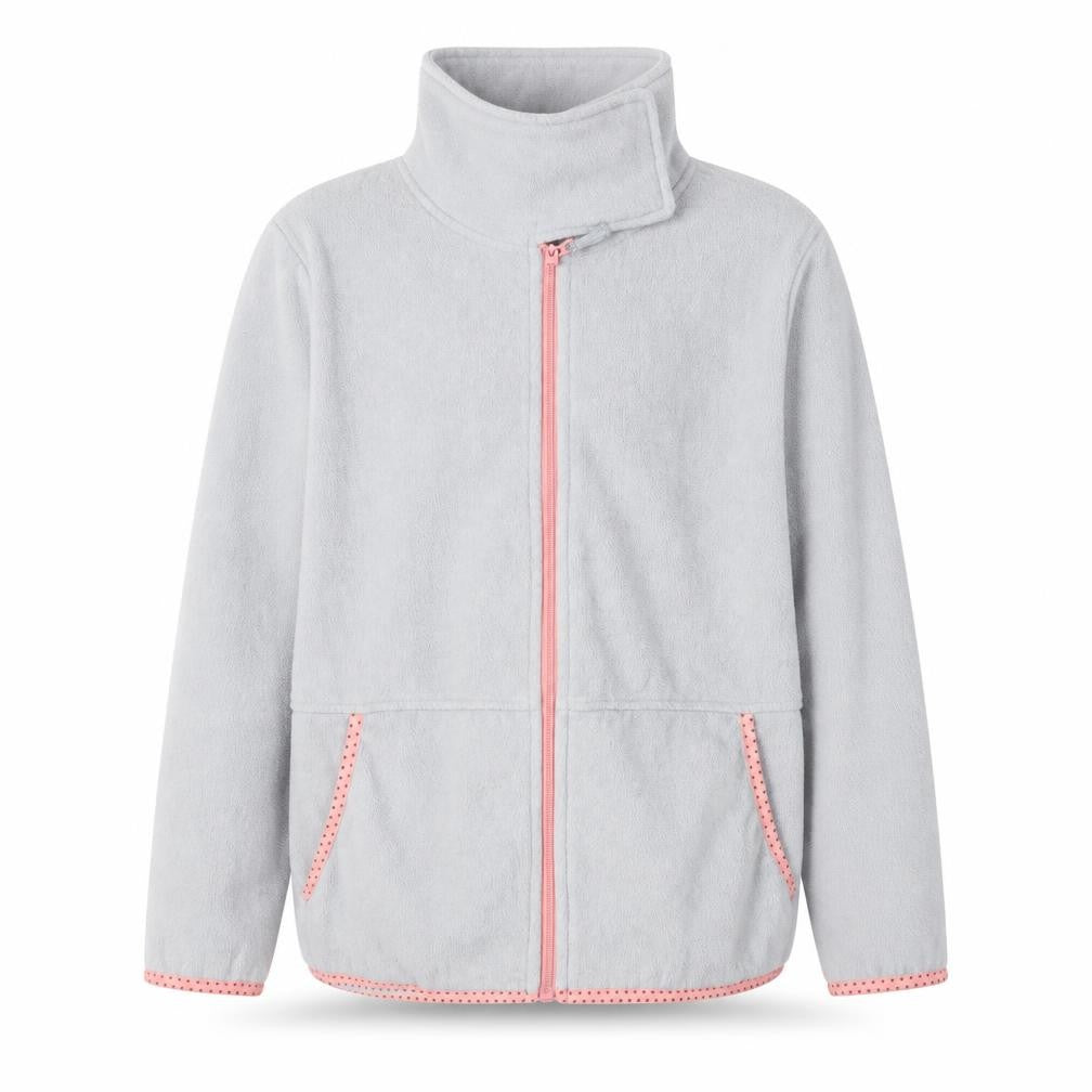 Front view of Crane girls’ grey fleece zip jacket 11-12 years softshell lightweight