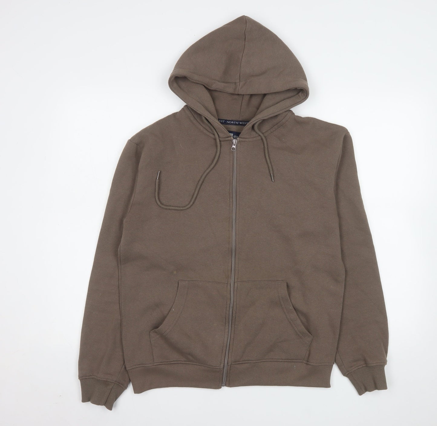 North West Men Brown M Full Zip Hooded Fleece Jacket