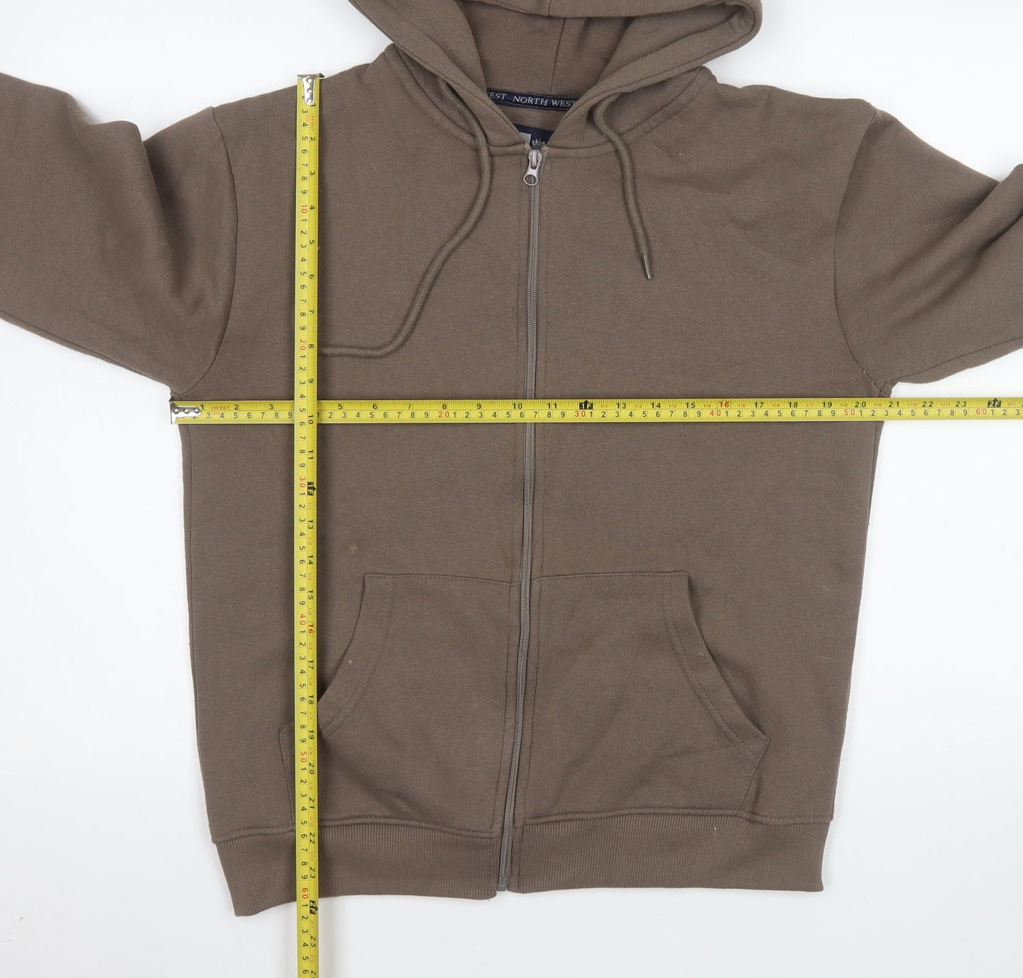 North West Men Brown M Full Zip Hooded Fleece Jacket