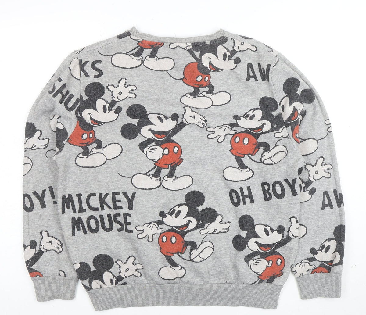 Back view of Disney Women Grey Mickey Mouse Print Pullover Sweatshirt M