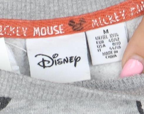 Brand and care label for Disney Women Grey Mickey Mouse Print Pullover Sweatshirt M