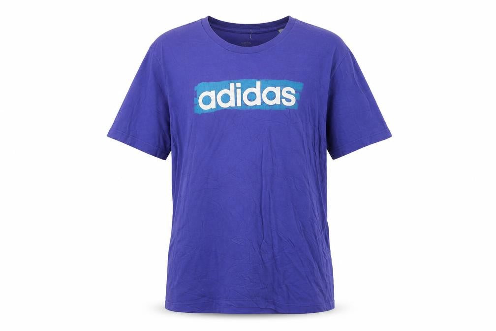 Front view of adidas Men's Purple XL Cotton Crew Neck Graphic Sports T-Shirt