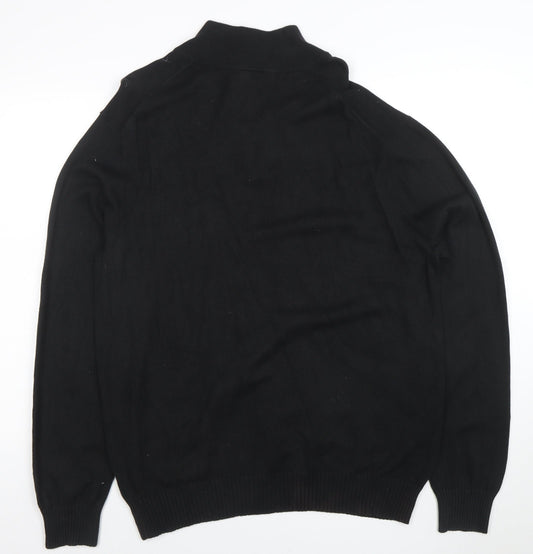 Nautica Men's Black Cotton Half Zip Jumper Size L